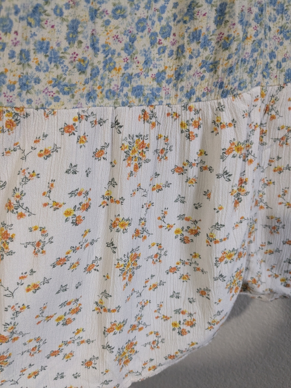 American Eagle Outfitters Boho Patchwork Floral Maxi Skirt Blue, Cream & Mustard - Picture 12 of 16